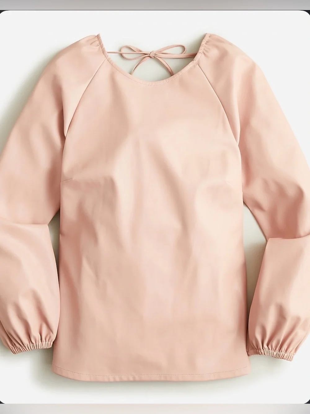 J Crew Puff Sleeve Open Back Faux Leather top Sz 4 (runs small per website)
